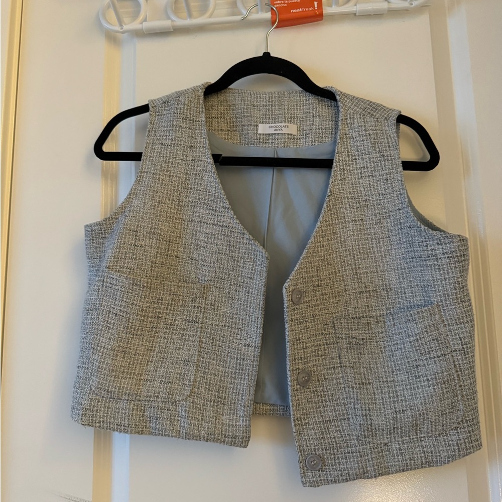 Gray/Blue Tweed Women's Vest